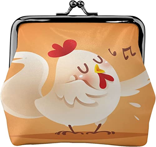 Lustiges Huhn mit singender Schnalle, Leder-Geldbörsen, Vintage-Beutel, Kiss-Lock-Wechselgeldbörse, Mini-Geldbörsen für Damen und Mädchen von NLWQEKV
