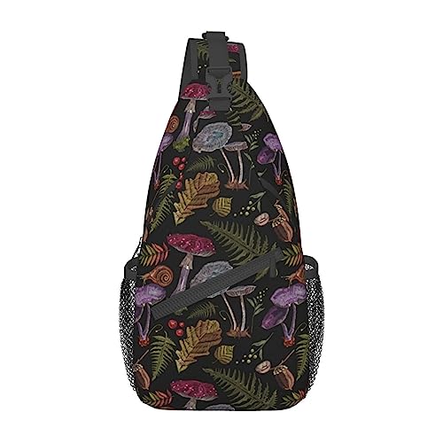 Mushroom Unisex Brusttaschen, Umhängetasche, Sling-Rucksack, Reisen, Wandern, Tagesrucksack für Damen und Herren, leichte Umhängetasche für Freizeitsport von NLWQEKV