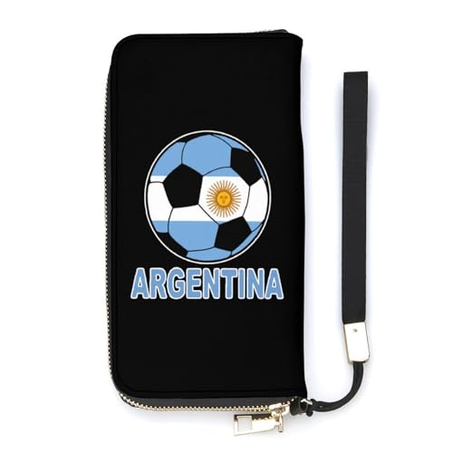 NLWQEKV Argentinien-Fußball-Armband-Geldbörse, Leder, langes Kartenfach, schmale Clutch-Handtasche für Damen von NLWQEKV