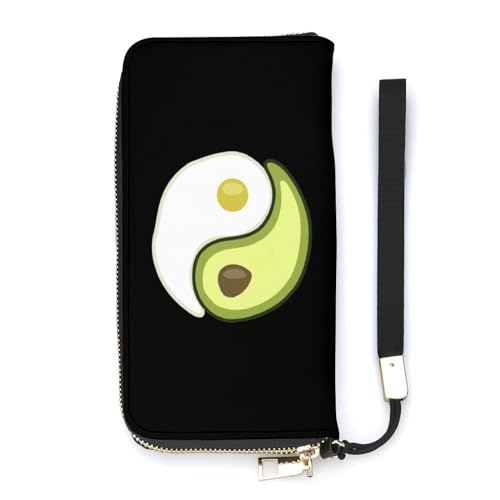 NLWQEKV Avocado-Ei-Yin-Yang-Armband-Geldbörse, Leder, Langer Kartenhalter, schmale Clutch-Handtasche für Damen von NLWQEKV