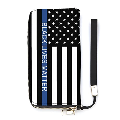 NLWQEKV Black Lives Matter USA Support Flag Leder-Geldbörse, große Kapazität, Clutch, Handytasche, Geldbörse, Kreditkartenetui mit Handschlaufe für Männer und Frauen von NLWQEKV