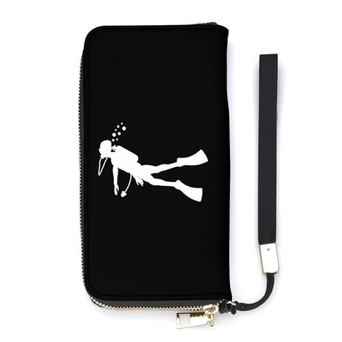 NLWQEKV Diver Silhouette Handgelenk-Geldbörse, Leder, langes Kartenfach, schmale Clutch-Handtasche für Damen von NLWQEKV