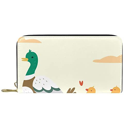 NLWQEKV Ente süße Geldbörse aus Leder, Lange Geldbörse mit Reißverschluss von NLWQEKV
