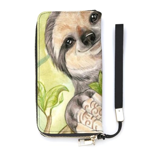 NLWQEKV Entspannendes Faultier-Handgelenk-Geldbörse, Leder, langes Kartenetui, schmale Clutch-Handtasche für Damen NLWQEKV Entspannendes Faultier-Handgelenk-Geldbörse, Leder, langes Kartenetui, schmale Clutch-Handtasche für Damen von NLWQEKV