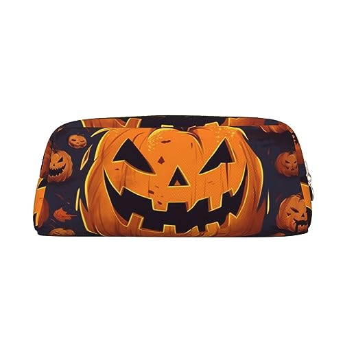 NLWQEKV Federmäppchen aus Leder mit Halloween-Kürbis-Aufdruck, Federmäppchen, Federmäppchen, Federmäppchen, Schreibwaren-Tasche, Organizer von NLWQEKV