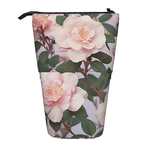 NLWQEKV Federmäppchen mit Aufschrift „Dusky Rose Print“, Stand-Up-Federmäppchen, langlebig, Teleskop-Stifttasche, Make-up-Tasche für Bürobedarf von NLWQEKV