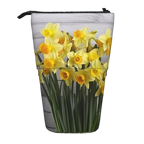 NLWQEKV Federmäppchen mit Blumenmuster, Stand-Up-Federmäppchen, robuste Teleskop-Stifttasche, Make-up-Tasche für Bürobedarf von NLWQEKV