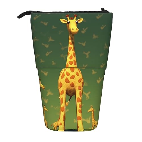 NLWQEKV Federmäppchen mit Cartoon-Giraffe-Druck, zum Aufstehen, langlebig, Teleskop-Stifttasche, Make-up-Tasche für Bürobedarf von NLWQEKV