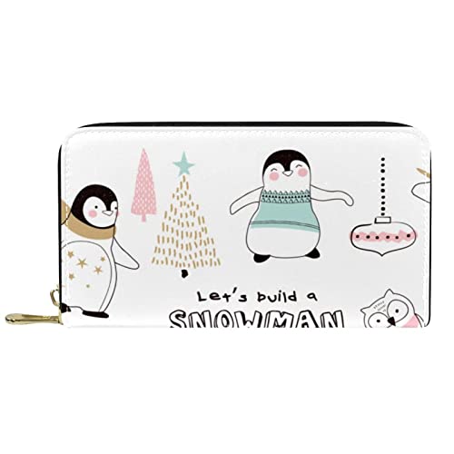 NLWQEKV Geldbörse Leder Weihnachten Pinguin Eisbär Leder Reißverschluss Lange Geldbörse von NLWQEKV