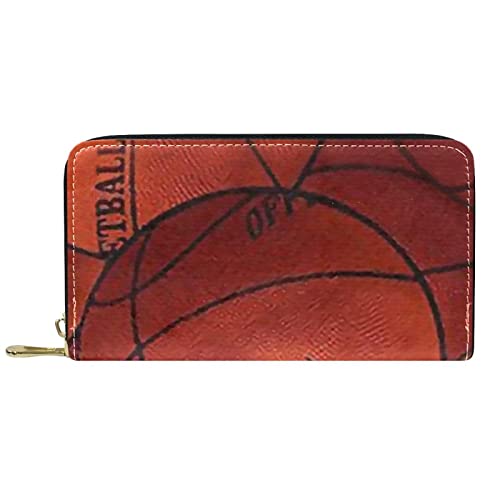 NLWQEKV Geldbörsen für Damen und Herren, Kartenhalter, Tasche, Basketball, PU-Leder, Aufbewahrung, große Geldbörse von NLWQEKV