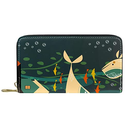 NLWQEKV Geldbörsen für Damen und Herren, Kartenhalter, Tasche, Meeresschildkröte, PU-Leder, Aufbewahrung, große Geldbörse von NLWQEKV