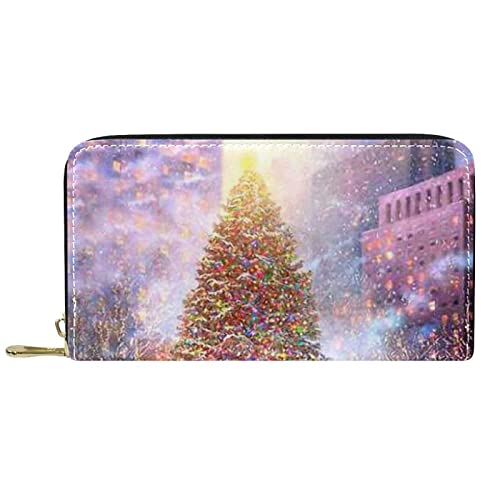 NLWQEKV Große Geldbörsen aus PU-Leder, Kartenhalter, Weihnachtsbaum, Eislaufen, Kleingeldaufbewahrung für Damen und Herren von NLWQEKV