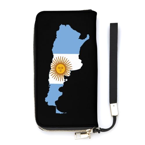 NLWQEKV Handgelenk-Geldbörse mit Argentinien-Flagge, Karte, Leder, langes Kartenetui, schmale Clutch-Handtasche für Damen von NLWQEKV