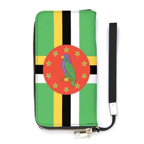 NLWQEKV Handgelenk-Geldbörse mit Dominikaner-Flagge, Leder, langes Kartenfach, schmale Clutch-Handtasche für Damen von NLWQEKV