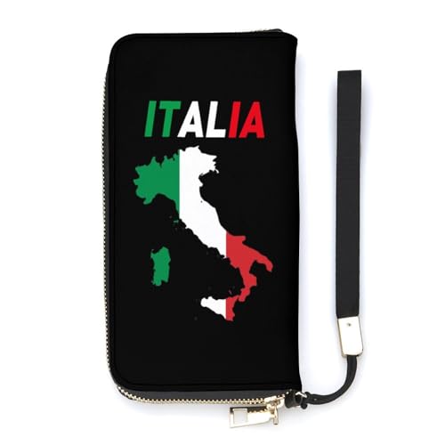 NLWQEKV Handgelenk-Geldbörse mit Italienischer Flagge, Karte, Leder, langes Kartenfach, schmale Clutch-Handtasche für Damen von NLWQEKV