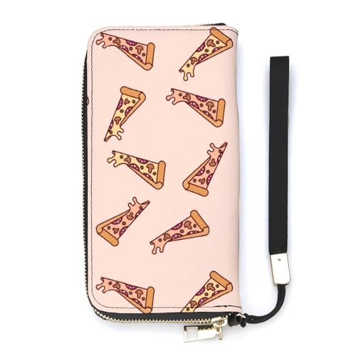 NLWQEKV Handgelenk-Geldbörse mit Pizza-Muster, Leder, langes Kartenfach, schmale Clutch-Handtasche für Damen von NLWQEKV