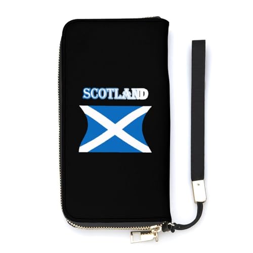 NLWQEKV Handgelenk-Geldbörse mit Schottland-Flagge, Leder, langes Kartenfach, schmale Clutch-Handtasche für Damen von NLWQEKV