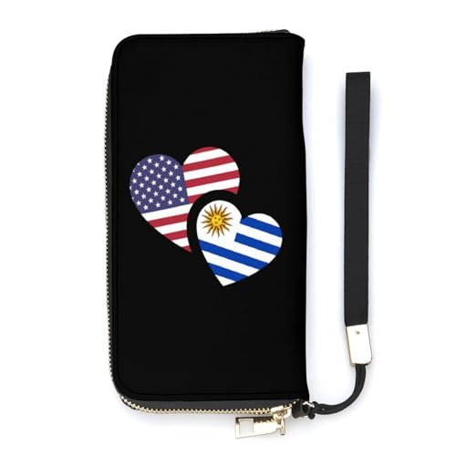 NLWQEKV Handgelenk-Geldbörse mit Uruguay-US-Flagge, Leder, langes Kartenfach, schmale Clutch-Handtasche für Damen von NLWQEKV