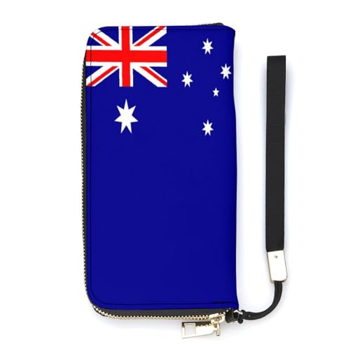 NLWQEKV Handgelenk-Geldbörse mit australischer Flagge, Leder, langes Kartenfach, schmale Clutch-Handtasche für Damen von NLWQEKV