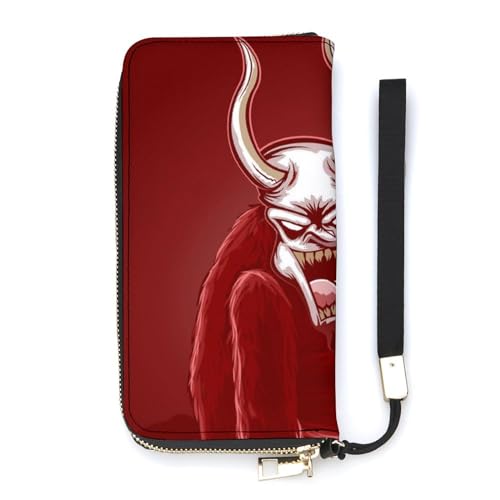 NLWQEKV Krampus Handgelenk-Geldbörse, Leder, langes Kartenfach, schmale Clutch-Handtasche für Damen von NLWQEKV