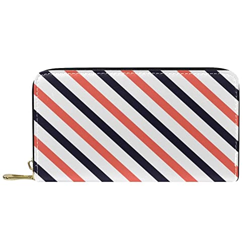 NLWQEKV Lange Geldbörse aus Leder mit Reißverschluss, Amerika-Streifen, Blas-Geldbörse aus Leder von NLWQEKV