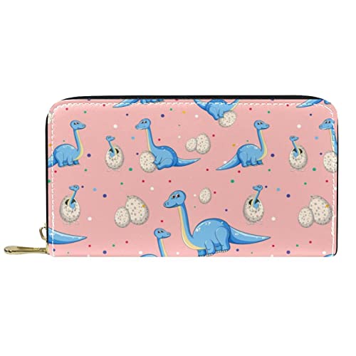 NLWQEKV Lange Geldbörse aus Leder mit Reißverschluss, Dinosaurier-Ei, PINK, personalisierbare Geldbörse von NLWQEKV