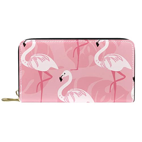 NLWQEKV Lange Geldbörse aus Leder mit Reißverschluss, Flamingo-Rosa, personalisierbare Geldbörse von NLWQEKV