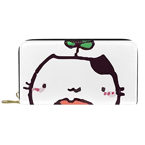 NLWQEKV Lange Geldbörse aus Leder mit Reißverschluss, Katze, Erdbeere, süßes Portemonnaie aus Leder von NLWQEKV