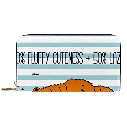 NLWQEKV Lange Geldbörse aus Leder mit Reißverschluss, Katzen- und Tierstreifen-Geldbörse aus Leder von NLWQEKV