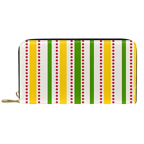 NLWQEKV Lange Geldbörse aus Leder mit Reißverschluss, Mehrfarbig gestreift, Geldbörse aus Leder von NLWQEKV