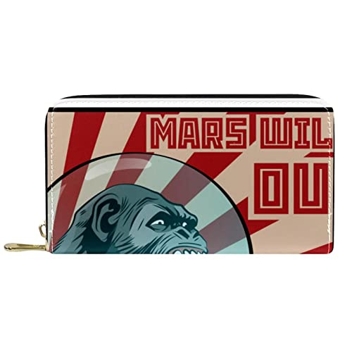 NLWQEKV Lange Geldbörse aus Leder mit Reißverschluss, Orang-Utan-Muster, personalisierbare Geldbörse von NLWQEKV