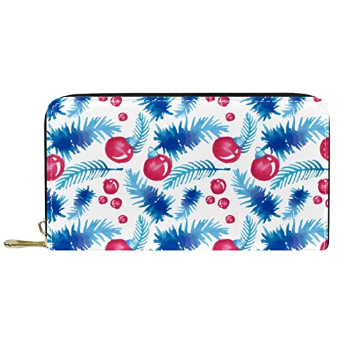 NLWQEKV Lange Geldbörse aus Leder mit Reißverschluss, Pine Tree Branch-01, Geldbörse aus Leder von NLWQEKV