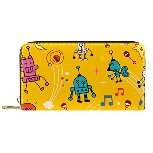 NLWQEKV Lange Geldbörse aus Leder mit Reißverschluss, Robotergelb, personalisierbar von NLWQEKV