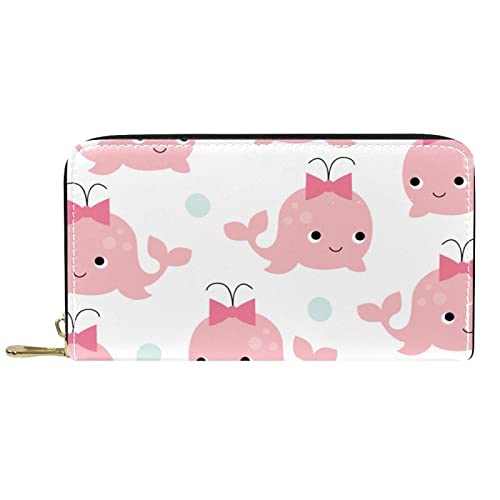 NLWQEKV Lange Geldbörse aus Leder mit Reißverschluss, Walweiß, personalisierbare Geldbörse von NLWQEKV