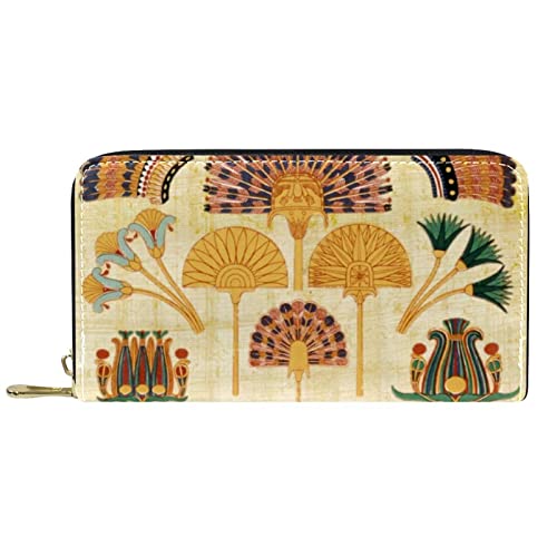 NLWQEKV Lange Geldbörse aus Leder mit Reißverschluss, antike ägyptische Elemente, personalisierbare Geldbörse von NLWQEKV