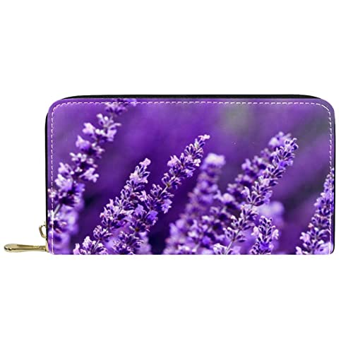 NLWQEKV Lange Geldbörse aus Leder mit Reißverschluss, lavendelfarbenes Portemonnaie aus Leder von NLWQEKV