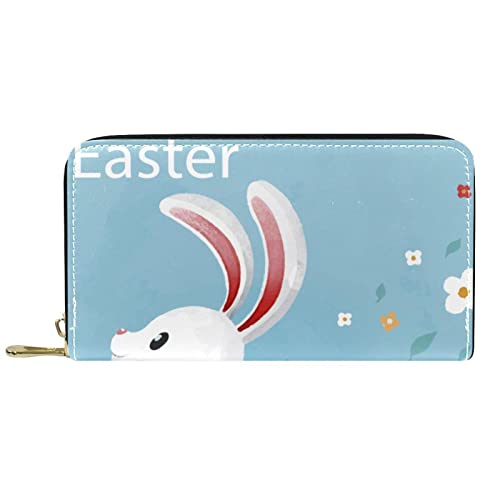 NLWQEKV Lange Geldbörse aus Leder mit Reißverschluss, süßer Hase mit Rucksack-Geldbörse aus Leder von NLWQEKV