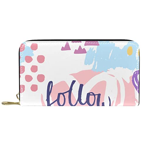 NLWQEKV Lange Geldbörse aus Leder mit Reißverschluss „Follow Your Heart, personalisierbare Geldbörse von NLWQEKV