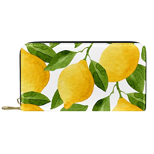 NLWQEKV Lange Geldbörse aus Leder mit Reißverschluss in Zitronengelb von NLWQEKV