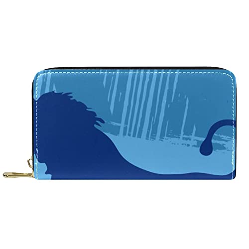 NLWQEKV Lange Leder-Geldbörse mit Reißverschluss, Löwe, personalisierbar von NLWQEKV