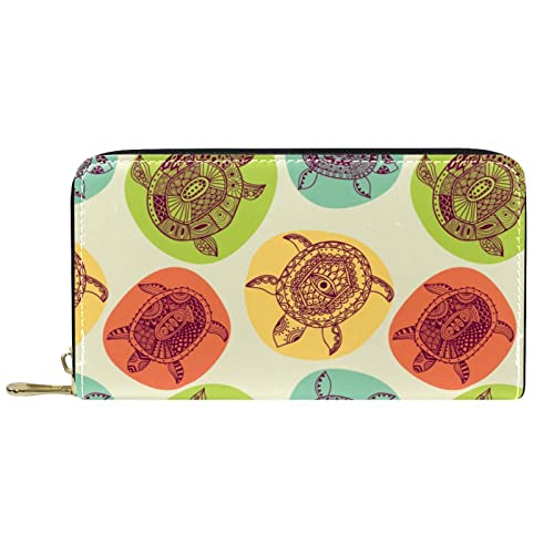 NLWQEKV Lange Leder-Geldbörse mit Reißverschluss, Schildkröten, nahtloses Muster, personalisierbar von NLWQEKV