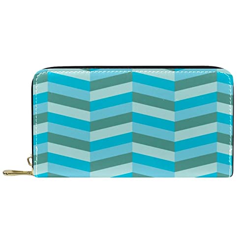 NLWQEKV Langes Portemonnaie aus Leder mit Reißverschluss, blau, rautenförmige Intervene, personalisierbare Geldbörse von NLWQEKV