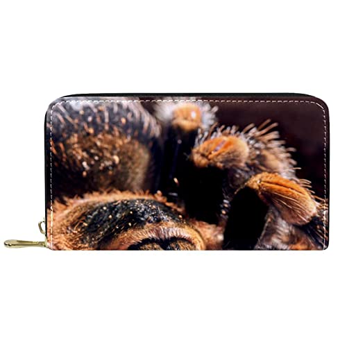 NLWQEKV Langes Portemonnaie aus Leder mit Reißverschluss, mexikanische rote Knie-Vogelspinne, personalisierbare Geldbörse von NLWQEKV