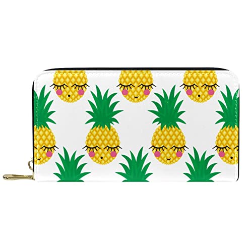 NLWQEKV Langes Portemonnaie aus Leder mit Reißverschluss, süßes Kiefern- und Obstmuster, personalisierbare Geldbörse von NLWQEKV