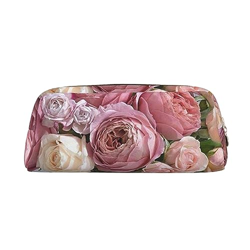 NLWQEKV Leder-Federmäppchen, Rosen-Blumen-Druck, Federmäppchen, Federmäppchen, Leder-Bleistiftbeutel, Schreibwaren-Tasche, Organizer von NLWQEKV