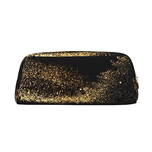 NLWQEKV Leder Federmäppchen Gold Schwarz Sand Print Federmäppchen Federmäppchen Leder Federmäppchen Briefpapier Tasche Organizer von NLWQEKV