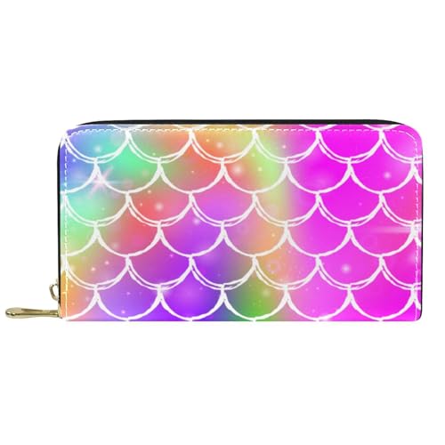 NLWQEKV Leder-Geldbörse für Herren, große Damen-Geldbörse für Karten, Bunte Skala, Münzfach mit Reißverschluss von NLWQEKV