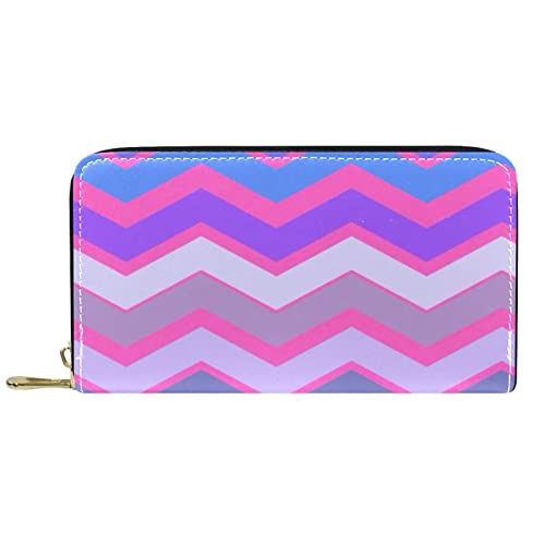 NLWQEKV Leder-Geldbörse für Herren, große Damen-Geldbörse für Karten, Bunte Streifen, Münzfach mit Reißverschluss von NLWQEKV