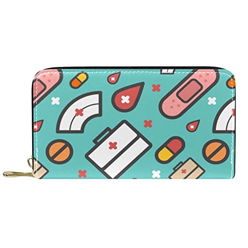 NLWQEKV Leder-Geldbörse für Herren, große Damen-Geldbörse für Karten, Cartoon-Bilder, Münzfach mit Reißverschluss von NLWQEKV