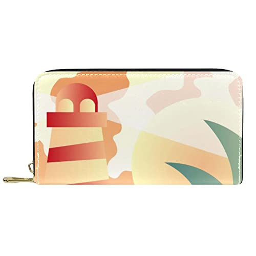 NLWQEKV Leder-Geldbörse für Herren, große Damen-Geldbörse für Karten, Cartoon-Leuchtturm, Münzfach mit Reißverschluss von NLWQEKV